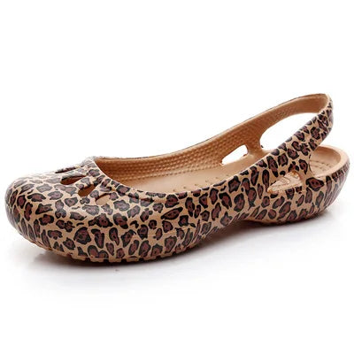 Lightweight Jelly Flat Sandals with Slingback Strap and Cut-Out Detail