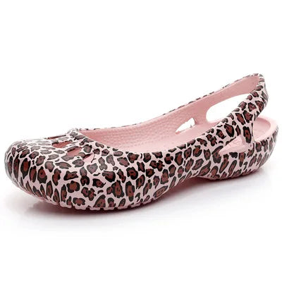 Lightweight Jelly Flat Sandals with Slingback Strap and Cut-Out Detail
