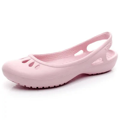 Lightweight Jelly Flat Sandals with Slingback Strap and Cut-Out Detail