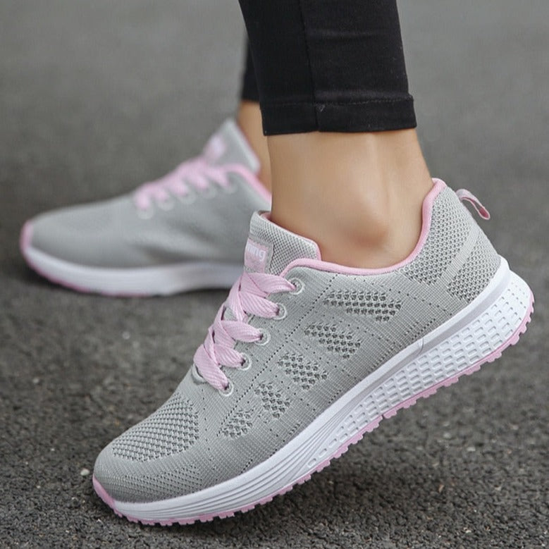 Lightweight Mesh Walking Sneakers with Lace-Up Closure