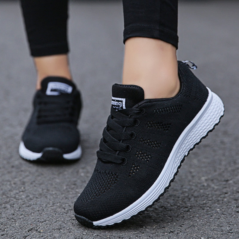 Lightweight Mesh Walking Sneakers with Lace-Up Closure