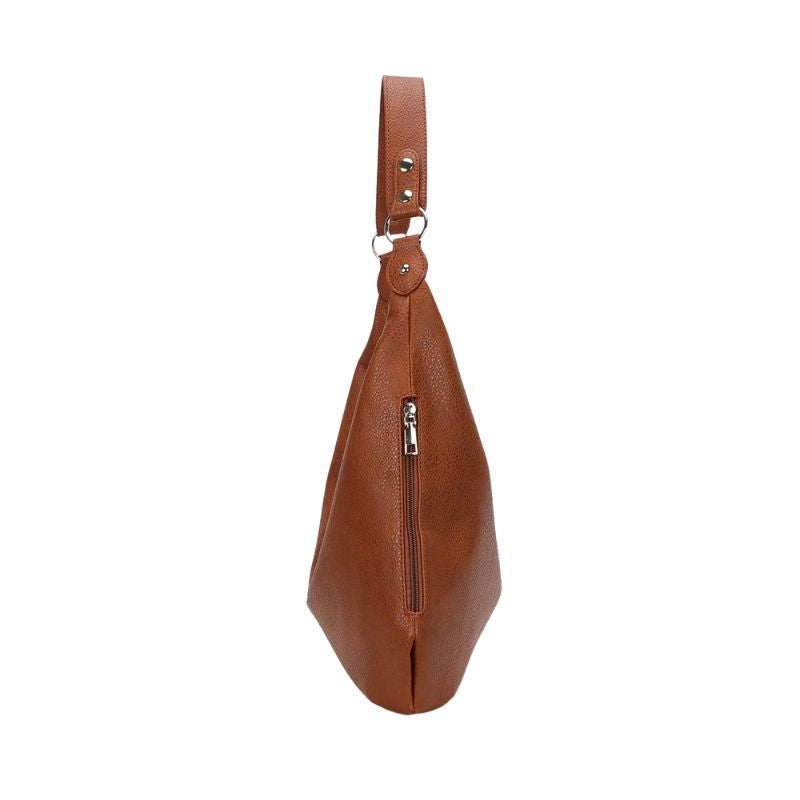 Oversized Leather Hobo Shoulder Bag in Soft Crescent Shape