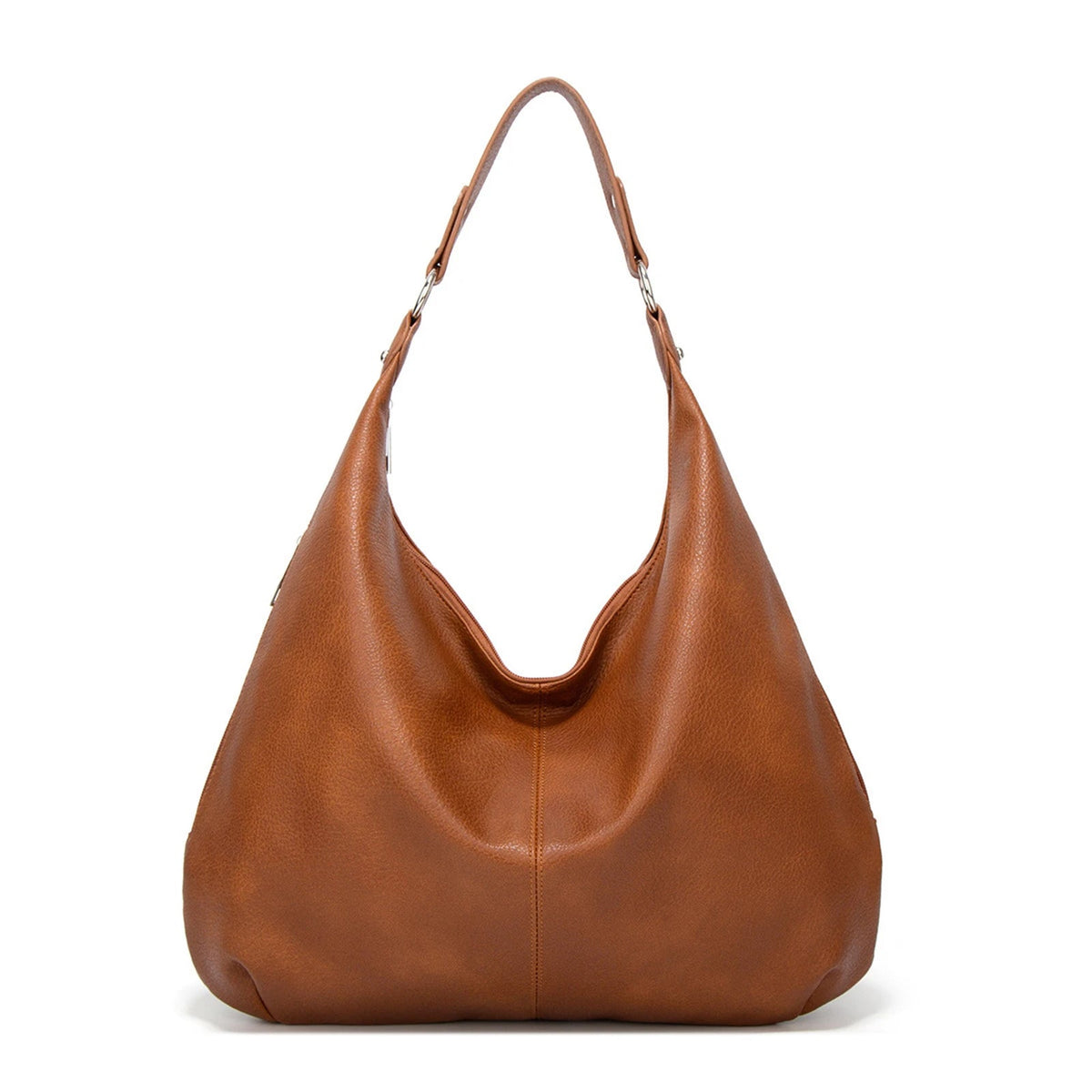 Oversized Leather Hobo Shoulder Bag in Soft Crescent Shape