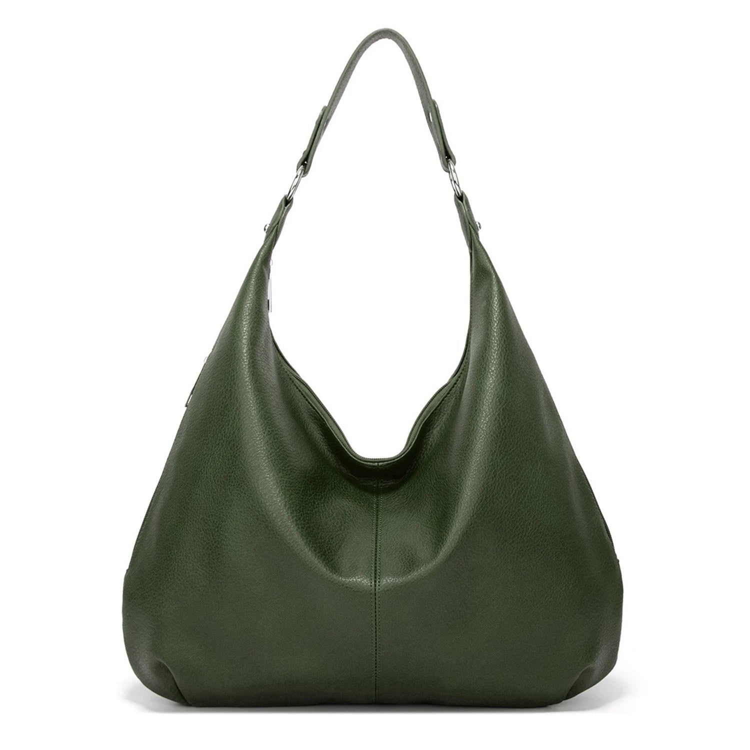 Oversized Leather Hobo Shoulder Bag in Soft Crescent Shape