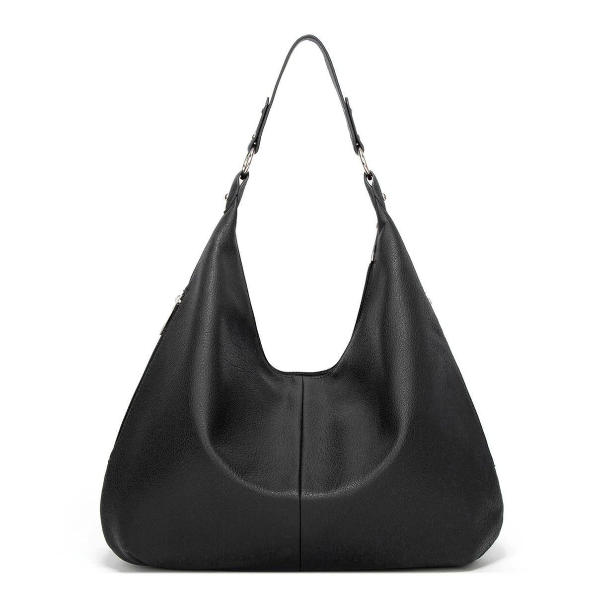 Oversized Leather Hobo Shoulder Bag in Soft Crescent Shape