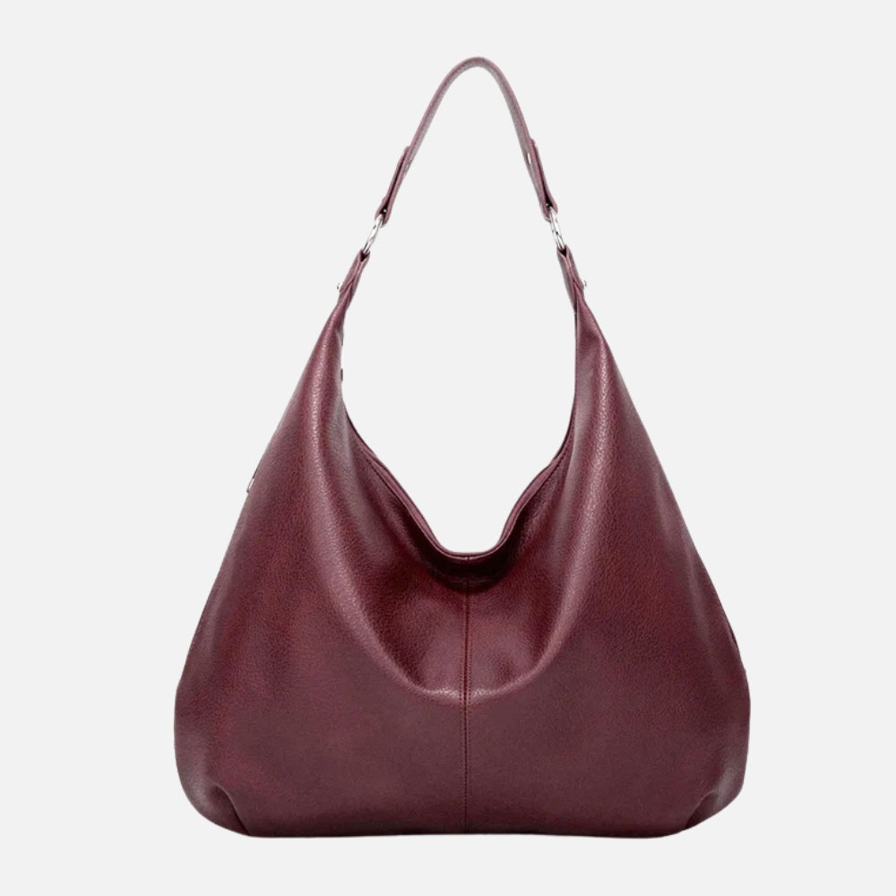 Oversized Leather Hobo Shoulder Bag in Soft Crescent Shape