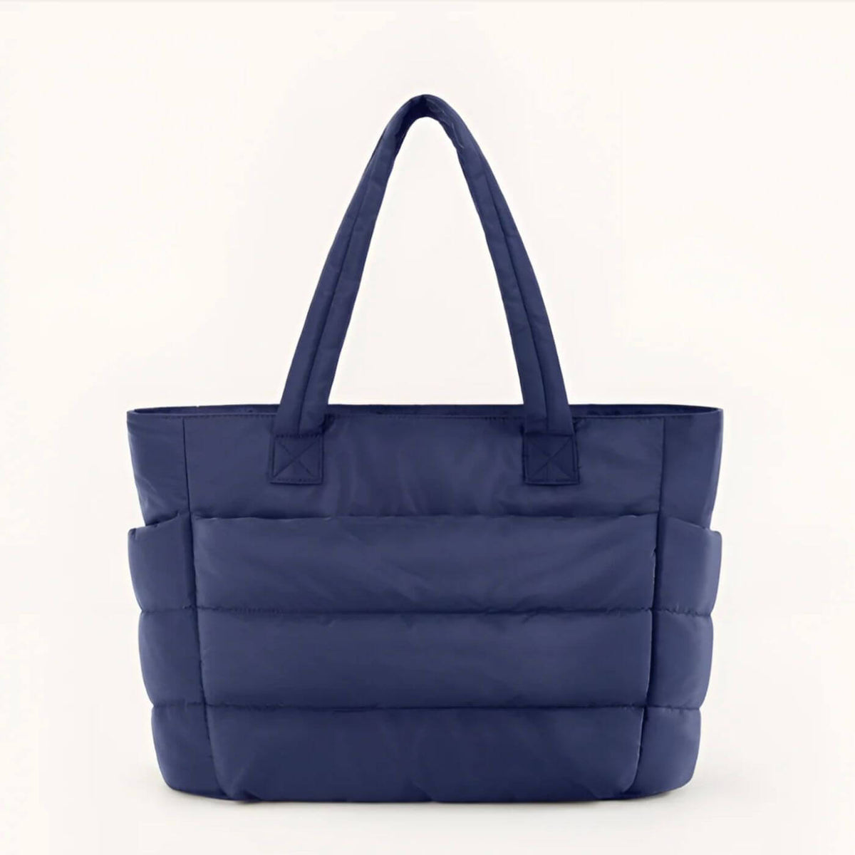 Quilted Puffer Tote Bag with Side Pockets