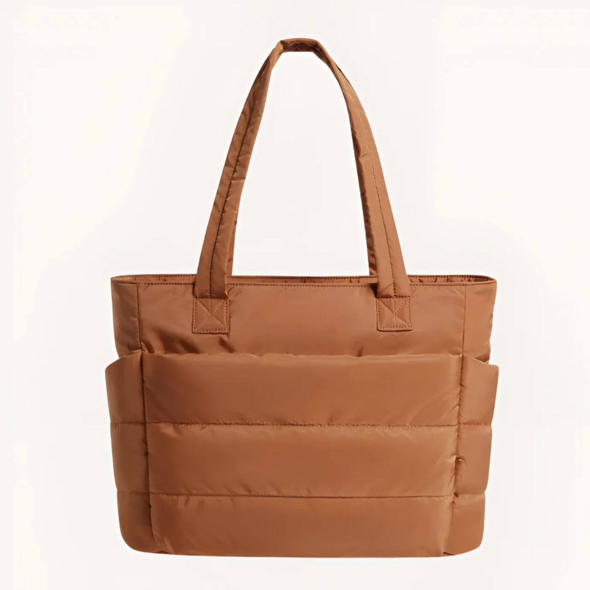 Quilted Puffer Tote Bag with Side Pockets