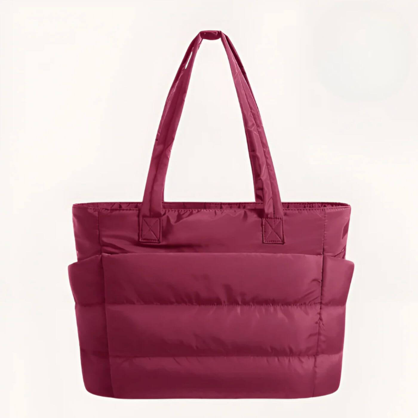 Quilted Puffer Tote Bag with Side Pockets