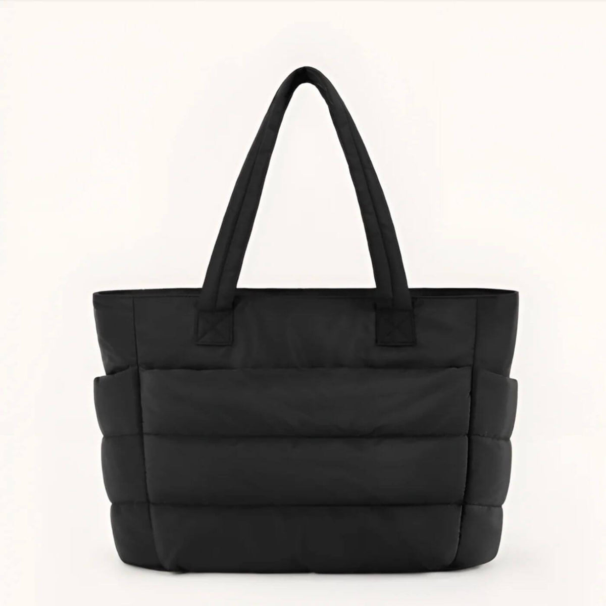 Quilted Puffer Tote Bag with Side Pockets