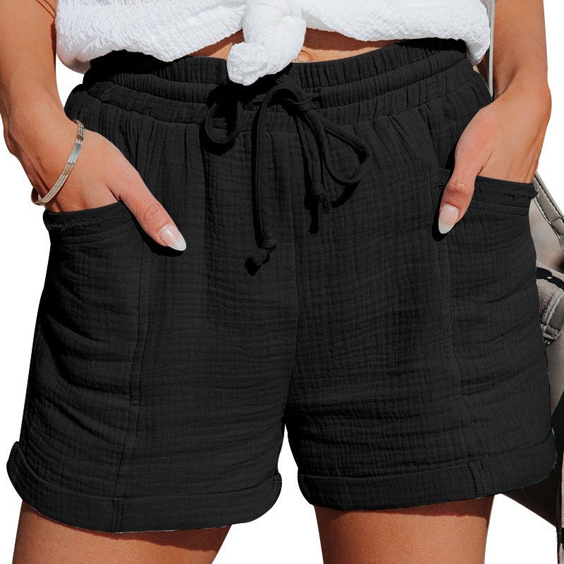 Relaxed Linen Shorts with Drawstring Waist and Side Pockets