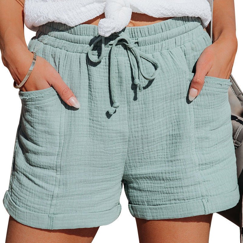 Relaxed Linen Shorts with Drawstring Waist and Side Pockets