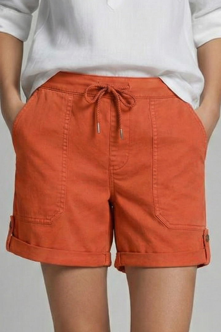 Relaxed Shorts with Drawstring Waist and Rolled Cuffs