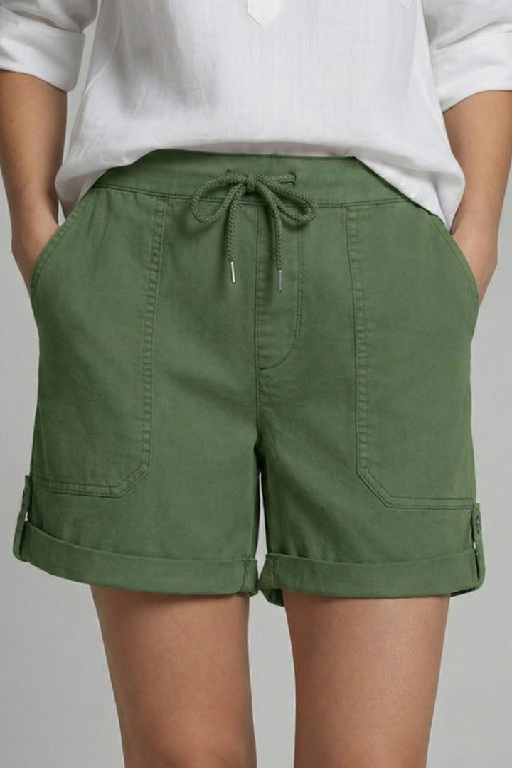 Relaxed Shorts with Drawstring Waist and Rolled Cuffs