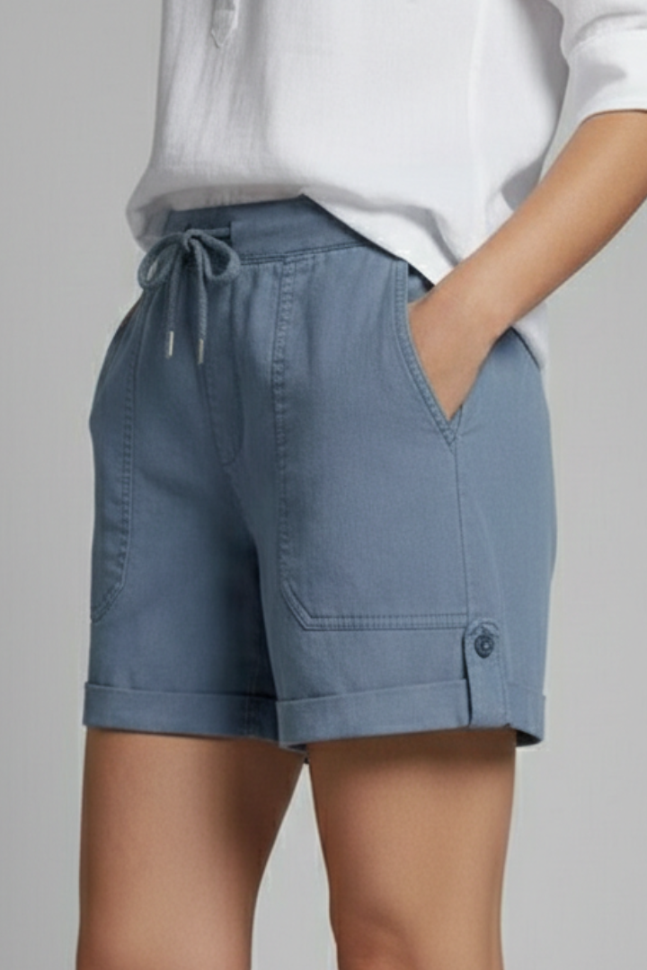 Relaxed Shorts with Drawstring Waist and Rolled Cuffs