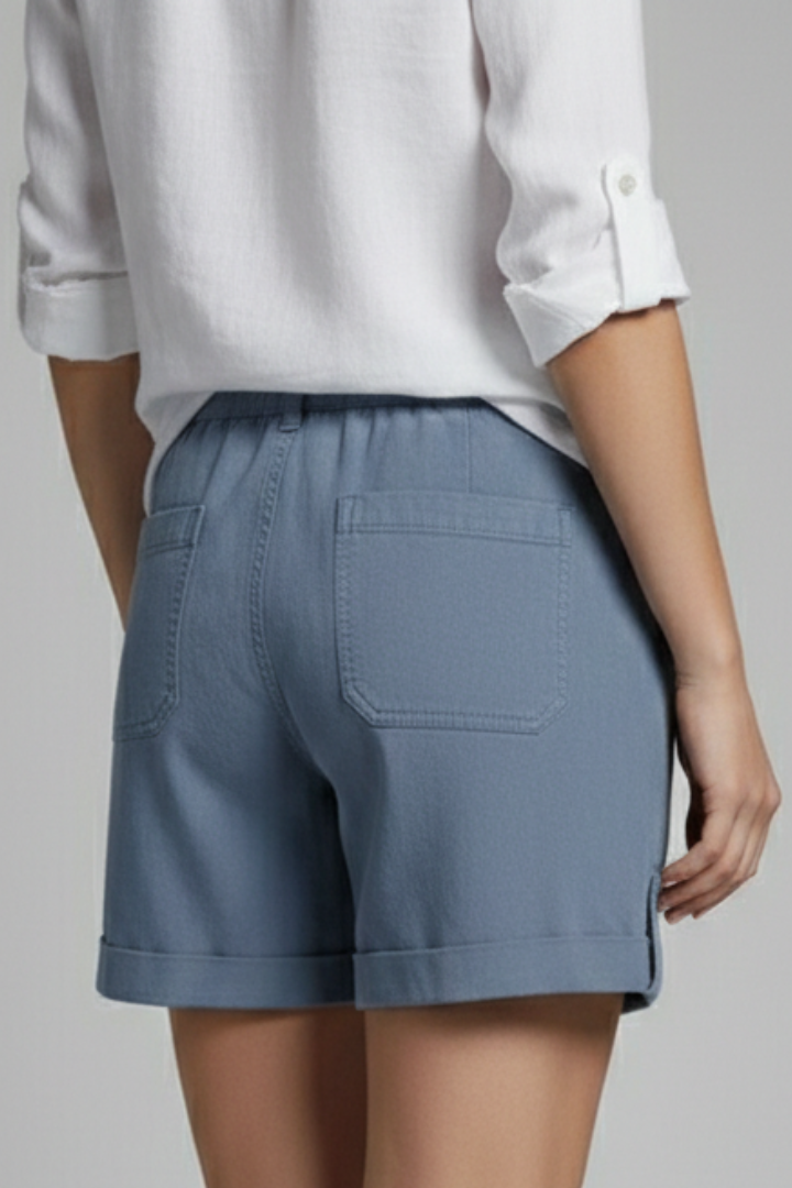 Relaxed Shorts with Drawstring Waist and Rolled Cuffs
