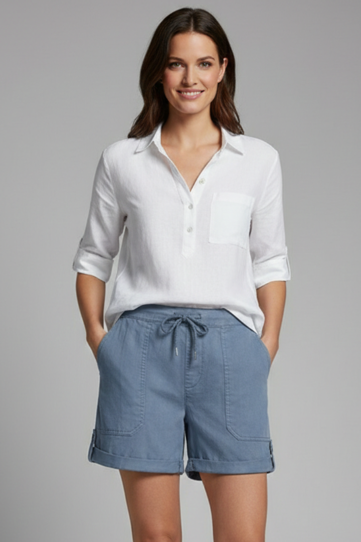 Relaxed Shorts with Drawstring Waist and Rolled Cuffs