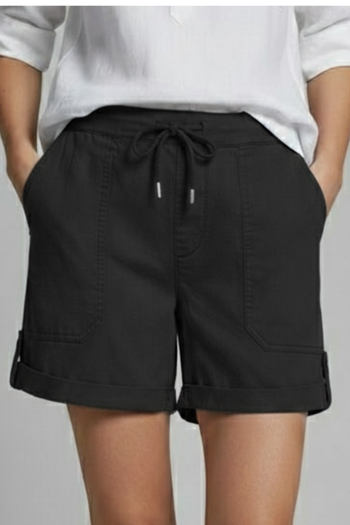 Relaxed Shorts with Drawstring Waist and Rolled Cuffs