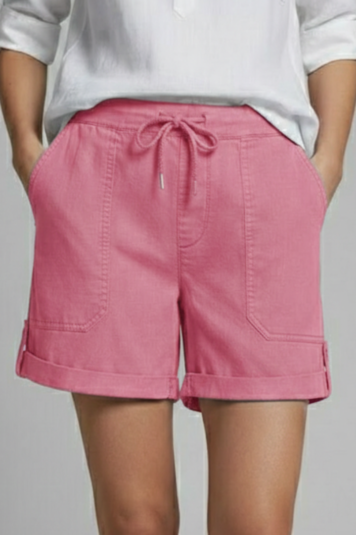 Relaxed Shorts with Drawstring Waist and Rolled Cuffs