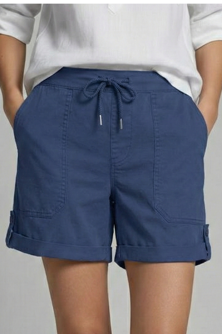 Relaxed Shorts with Drawstring Waist and Rolled Cuffs