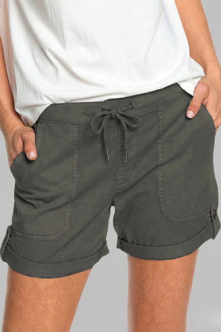 Relaxed Shorts with Drawstring Waist and Rolled Cuffs