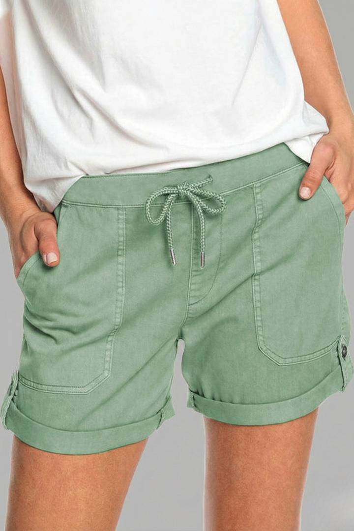 Relaxed Shorts with Drawstring Waist and Rolled Cuffs