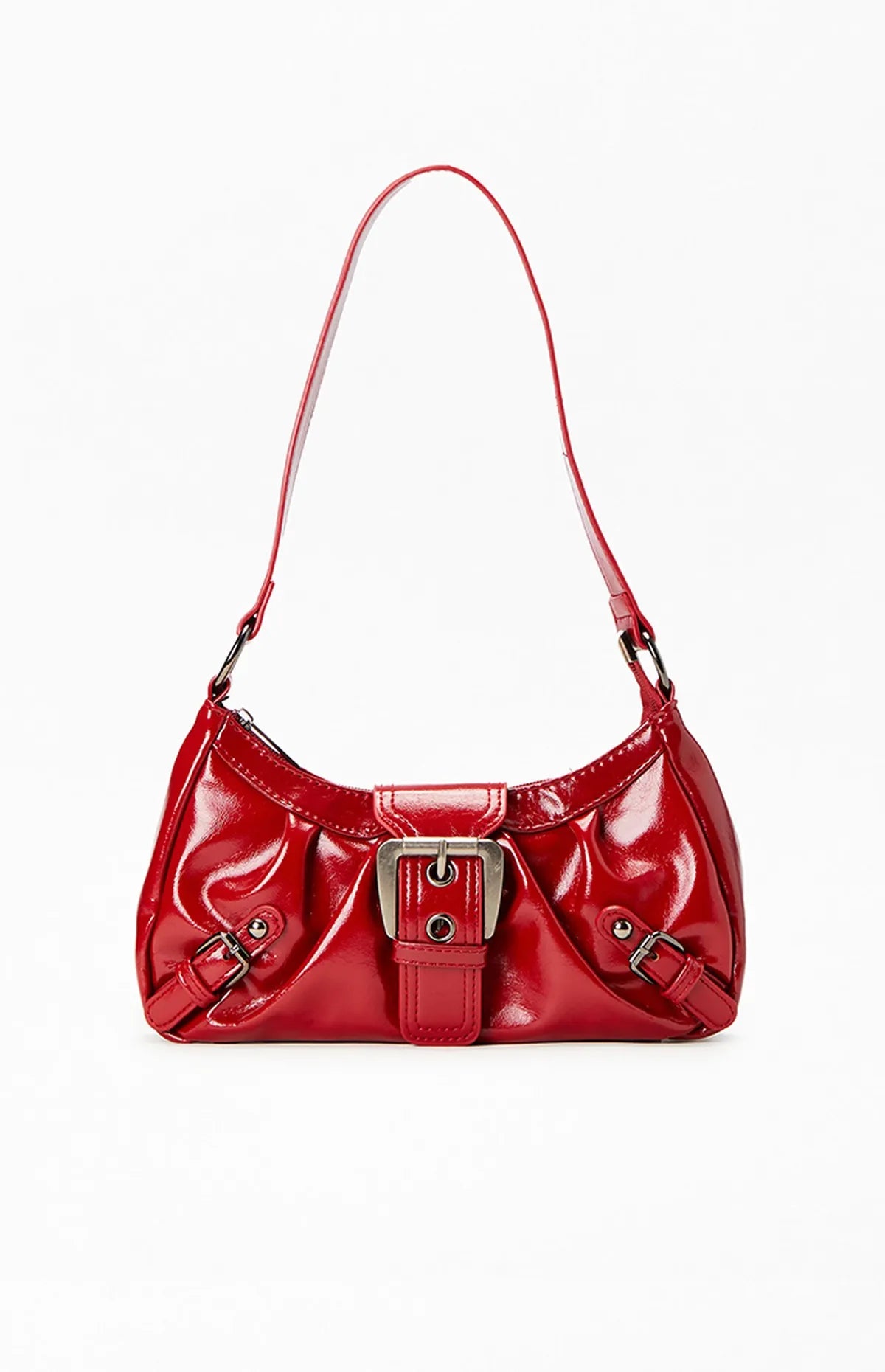 Retro Brown Leather Shoulder Bag with Buckle Detail