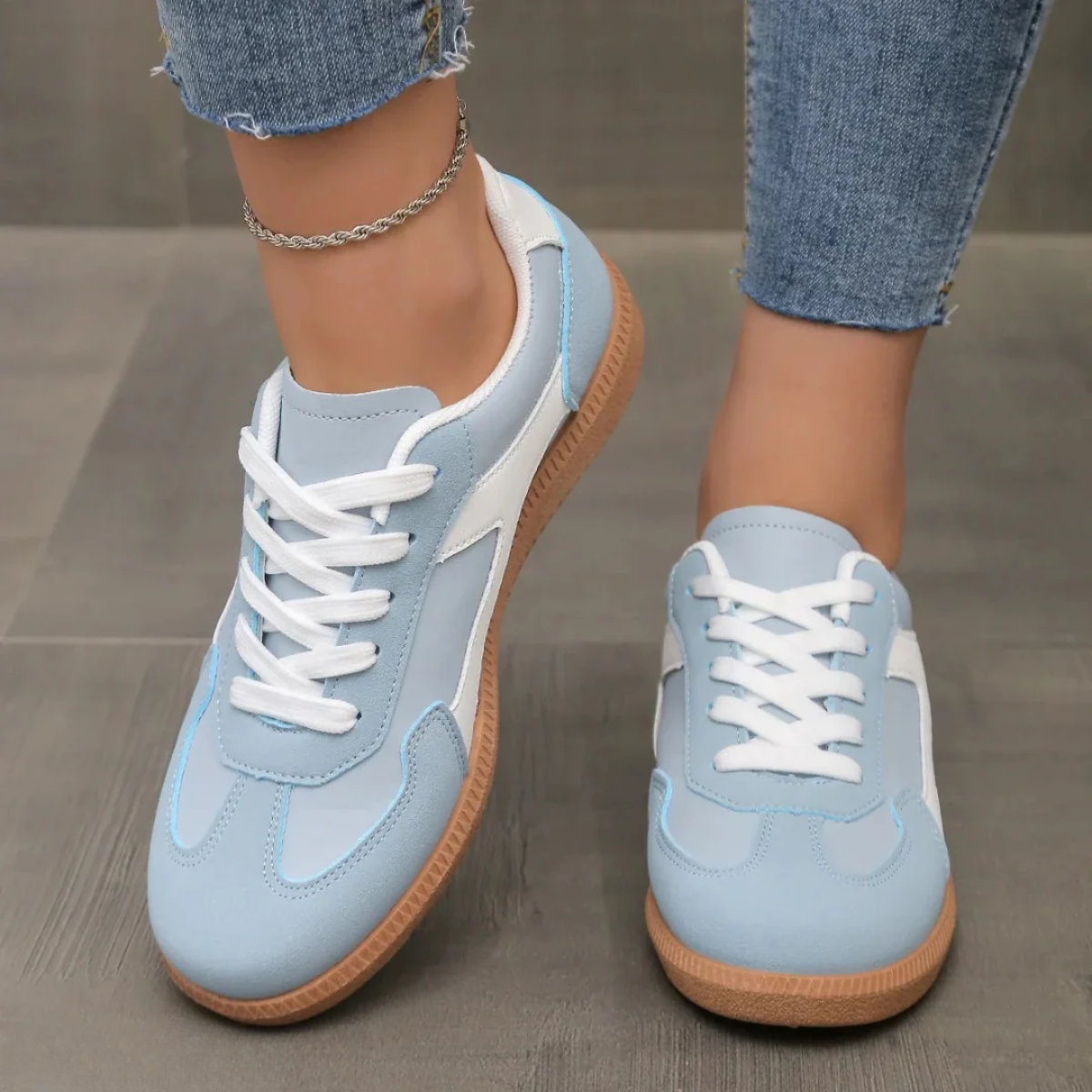 Retro Colour Block Sneakers with Gum Sole