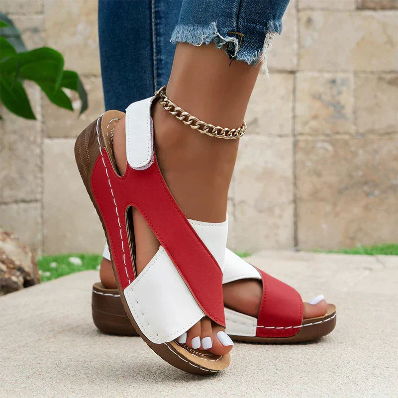Wedge Sandals with Cross Strap and Elasticated Back