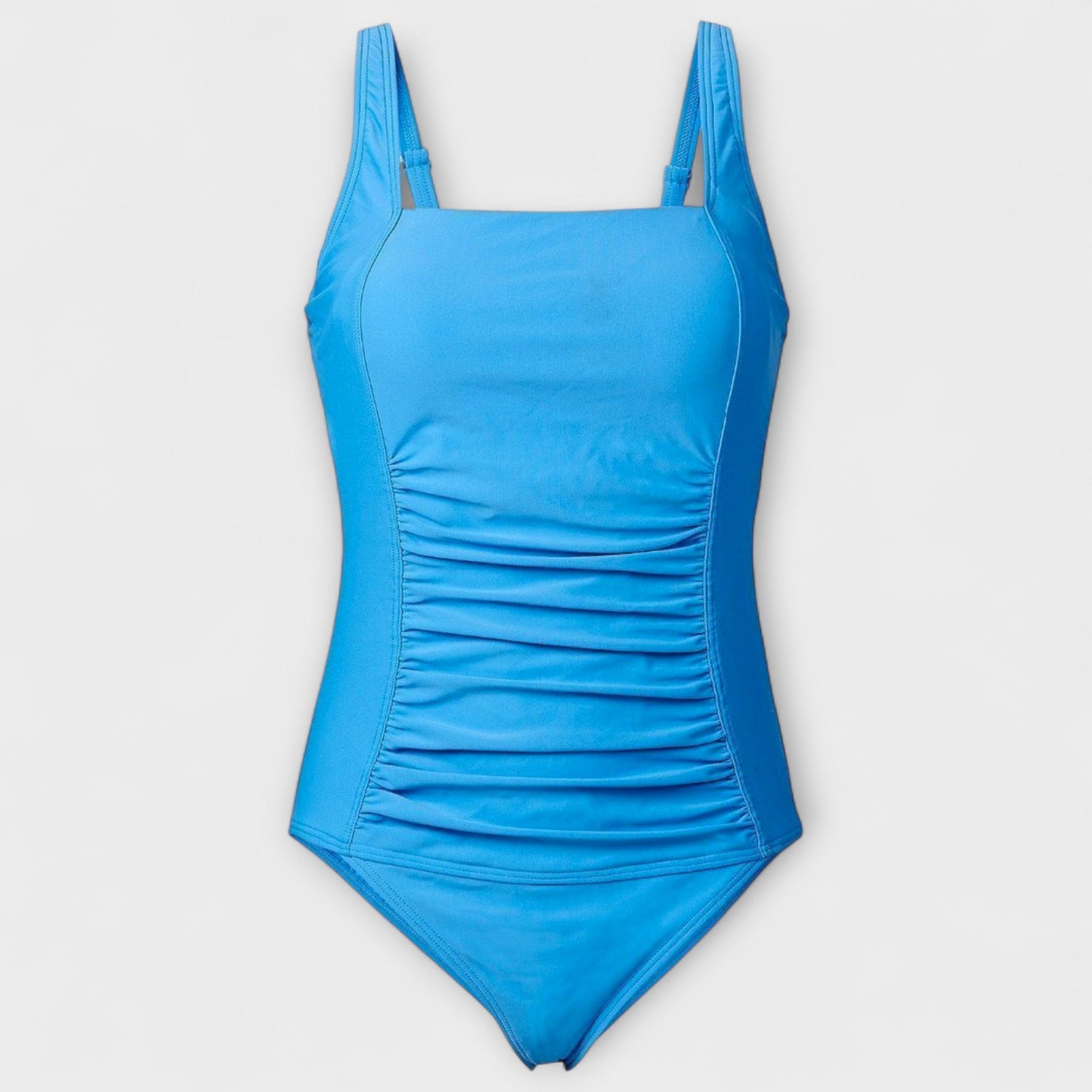 Ruched One Piece Swimsuit with Square Neckline