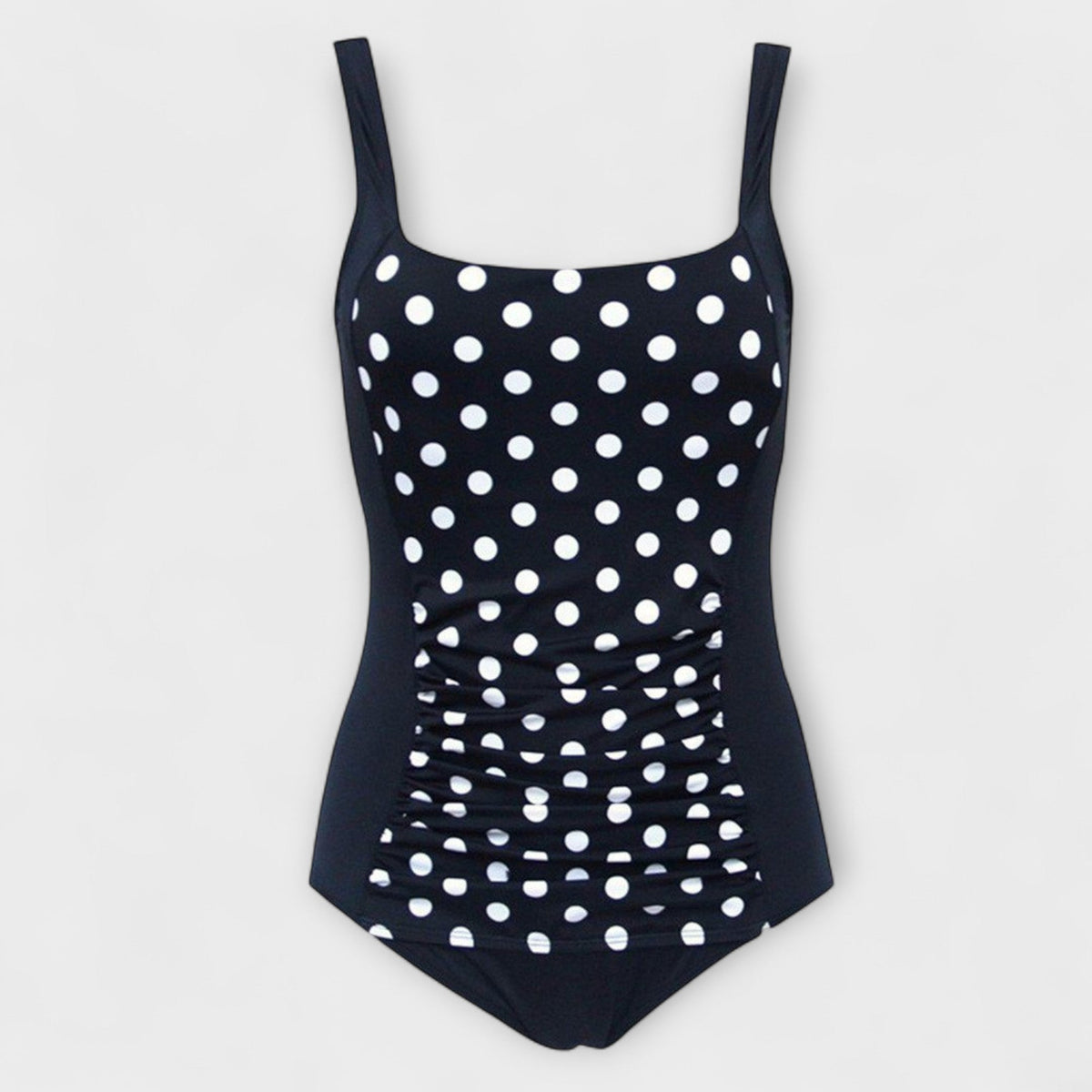 Ruched One Piece Swimsuit with Square Neckline