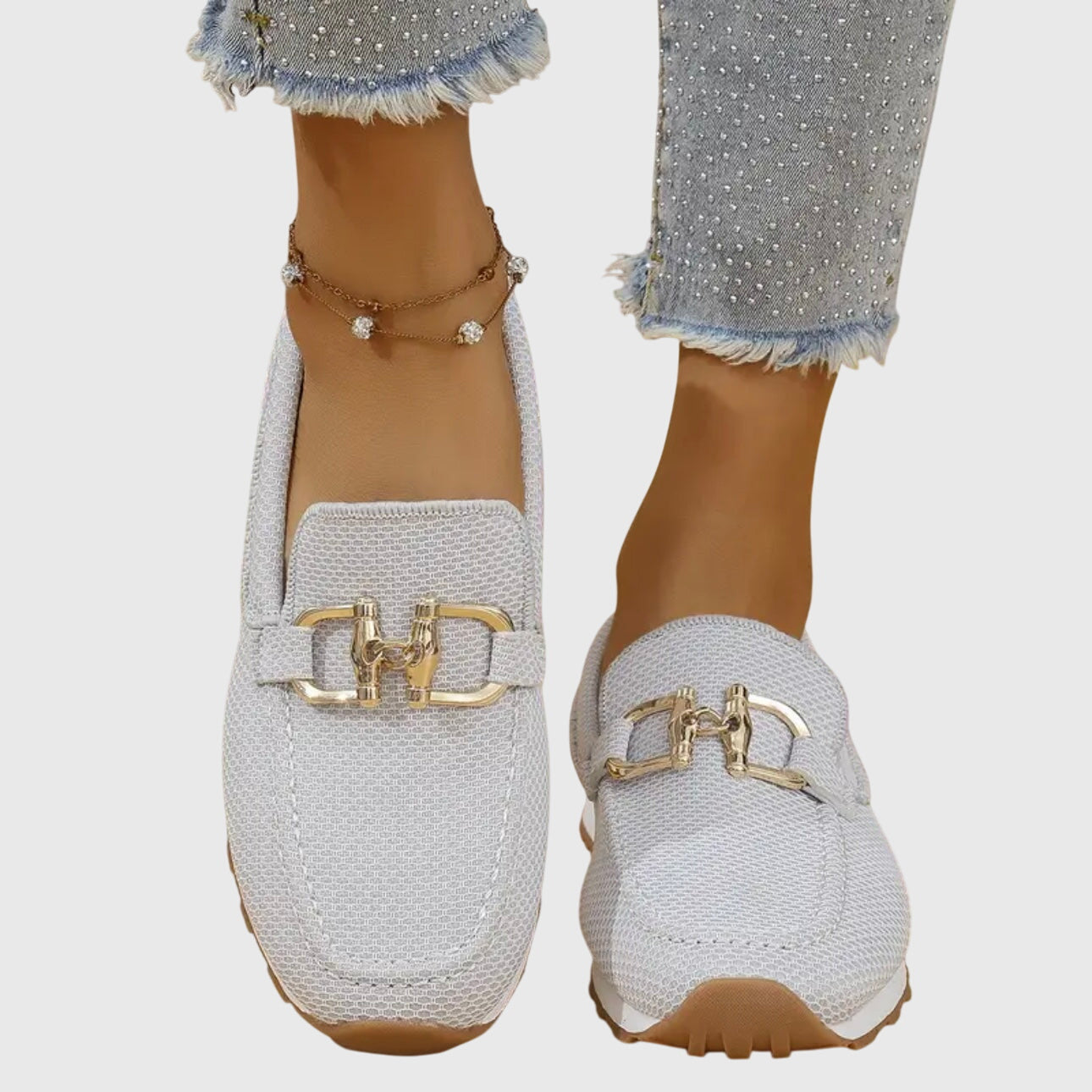 Slip On Sneakers with Gold Chain Detail and Platform Sole