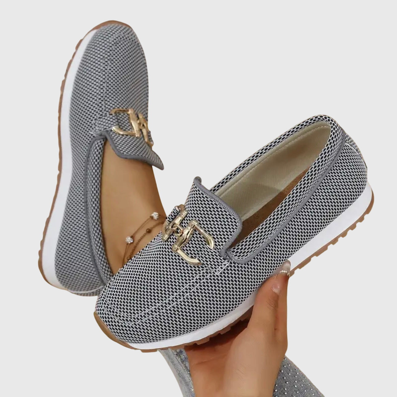 Slip On Sneakers with Gold Chain Detail and Platform Sole