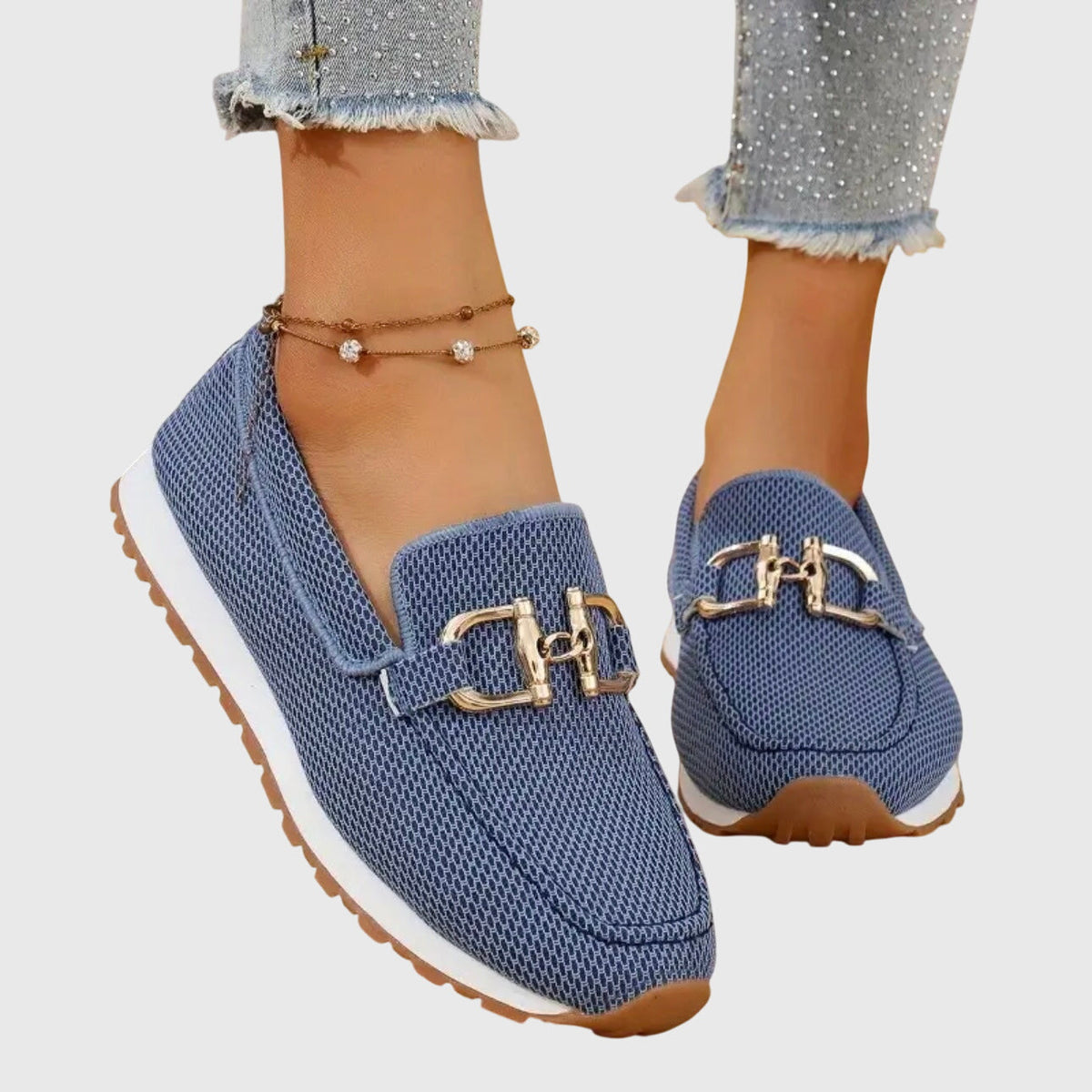 Slip On Sneakers with Gold Chain Detail and Platform Sole