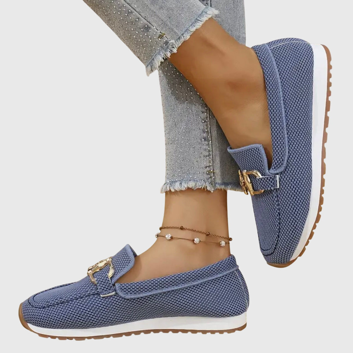 Slip On Sneakers with Gold Chain Detail and Platform Sole