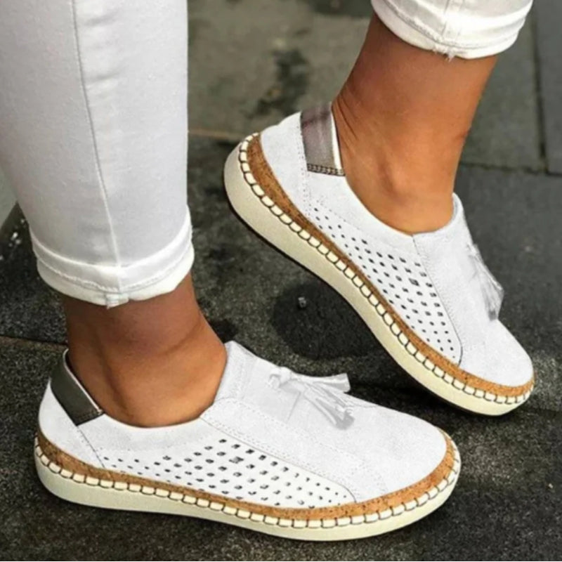 Slip On Sneakers with Tassel Detail and Perforated Upper