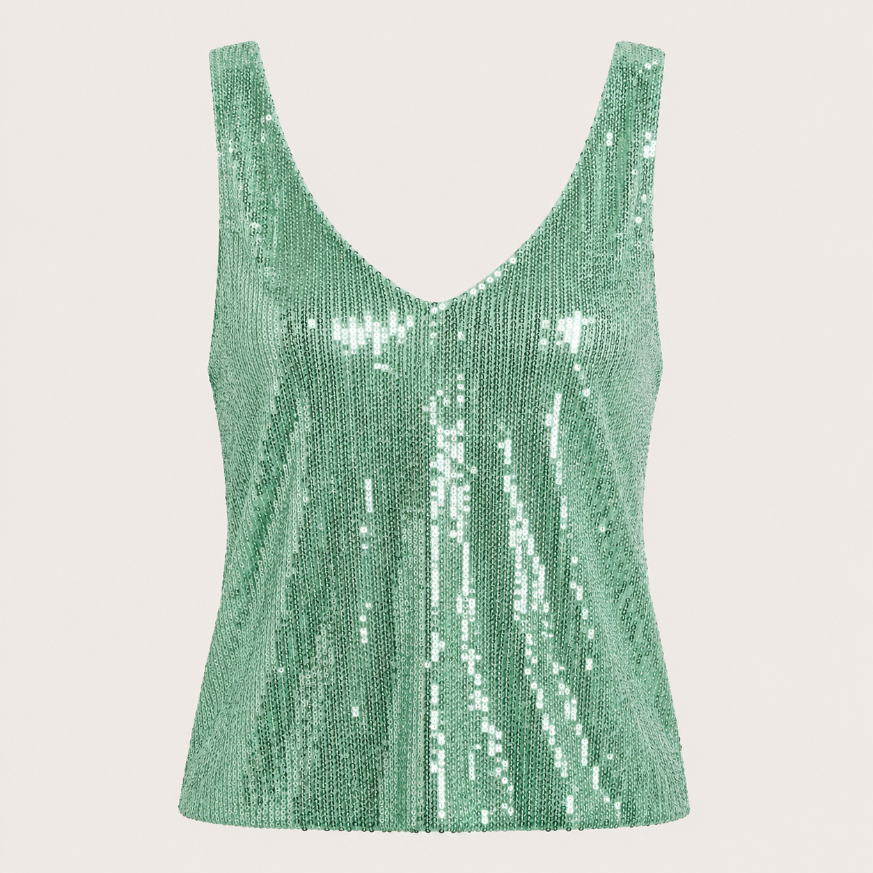 Sparkly Sequin Tank Top with V-Neckline
