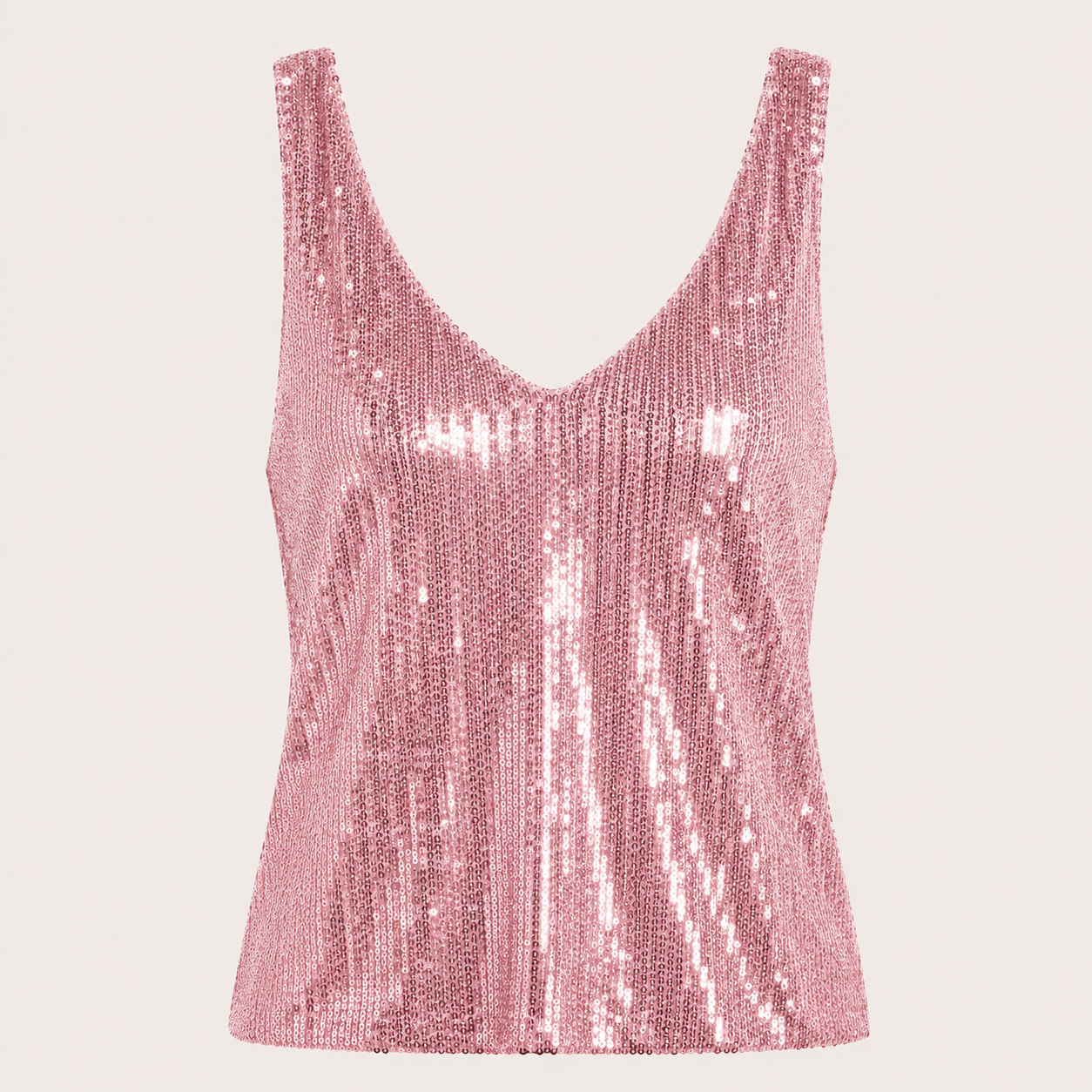 Sparkly Sequin Tank Top with V-Neckline