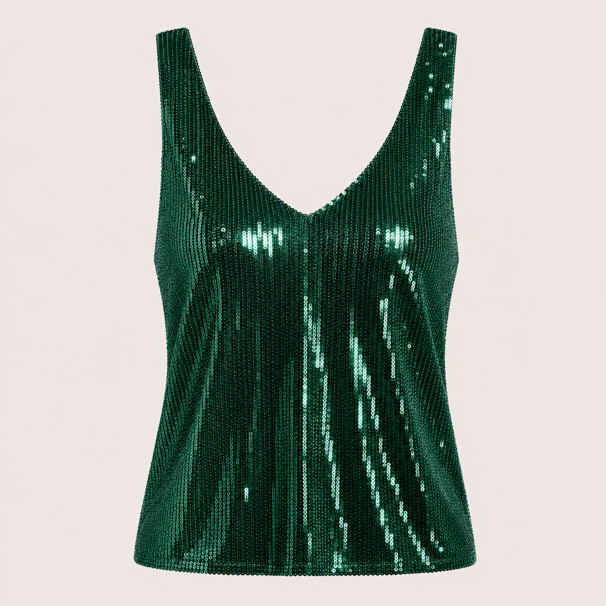 Sparkly Sequin Tank Top with V-Neckline