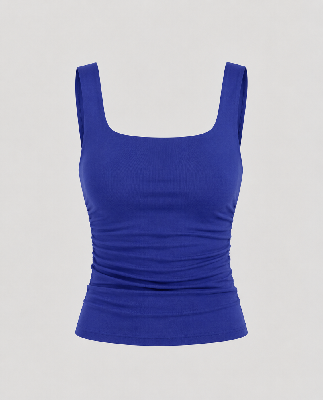 Square Neck Tank Top with Ruched Side Detail