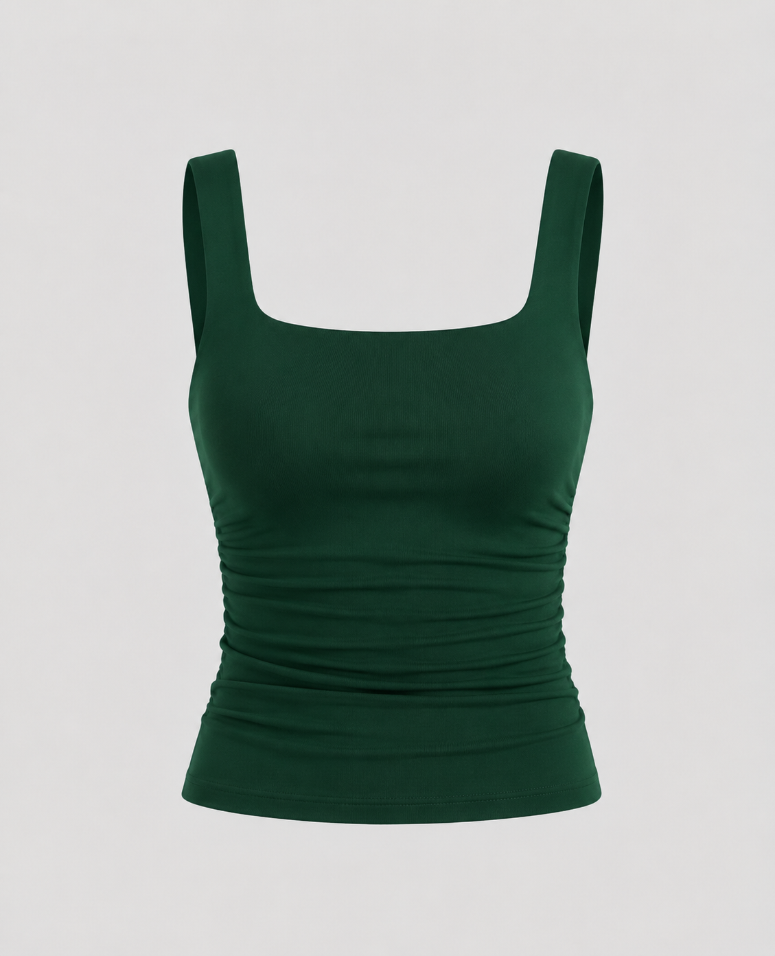 Square Neck Tank Top with Ruched Side Detail