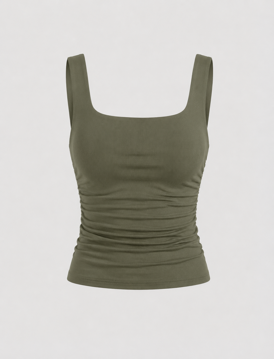 Square Neck Tank Top with Ruched Side Detail