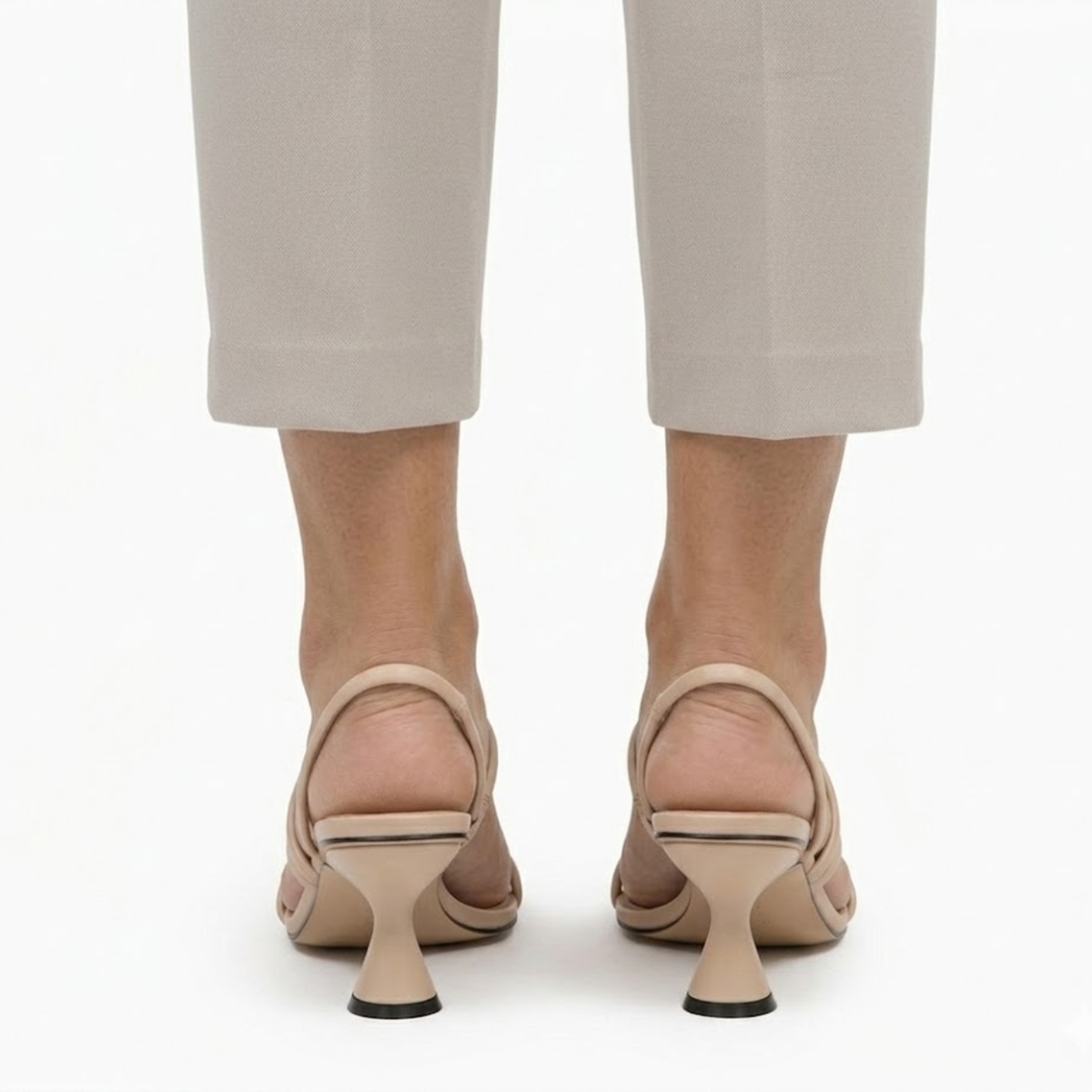 Strappy Heeled Sandals with Square Toe and Slingback Strap
