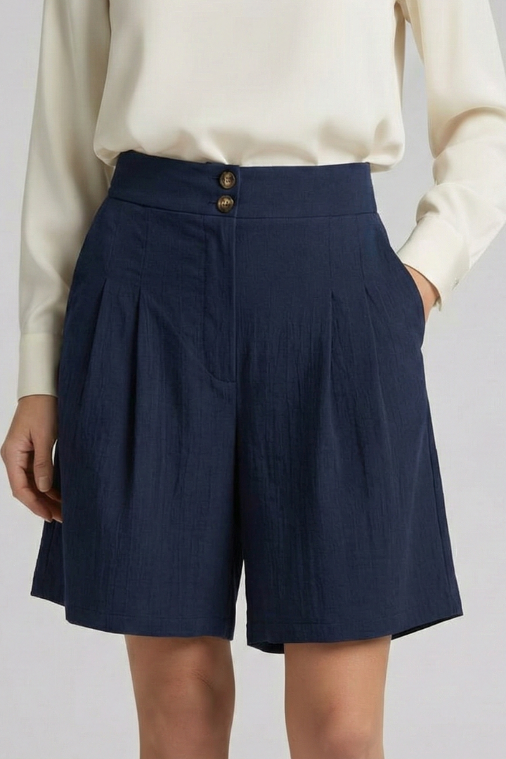Tailored High Waist Pleated Shorts with Wide Leg