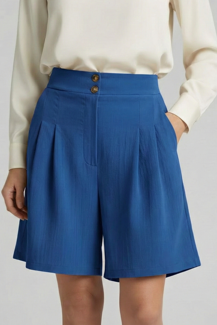 Tailored High Waist Pleated Shorts with Wide Leg