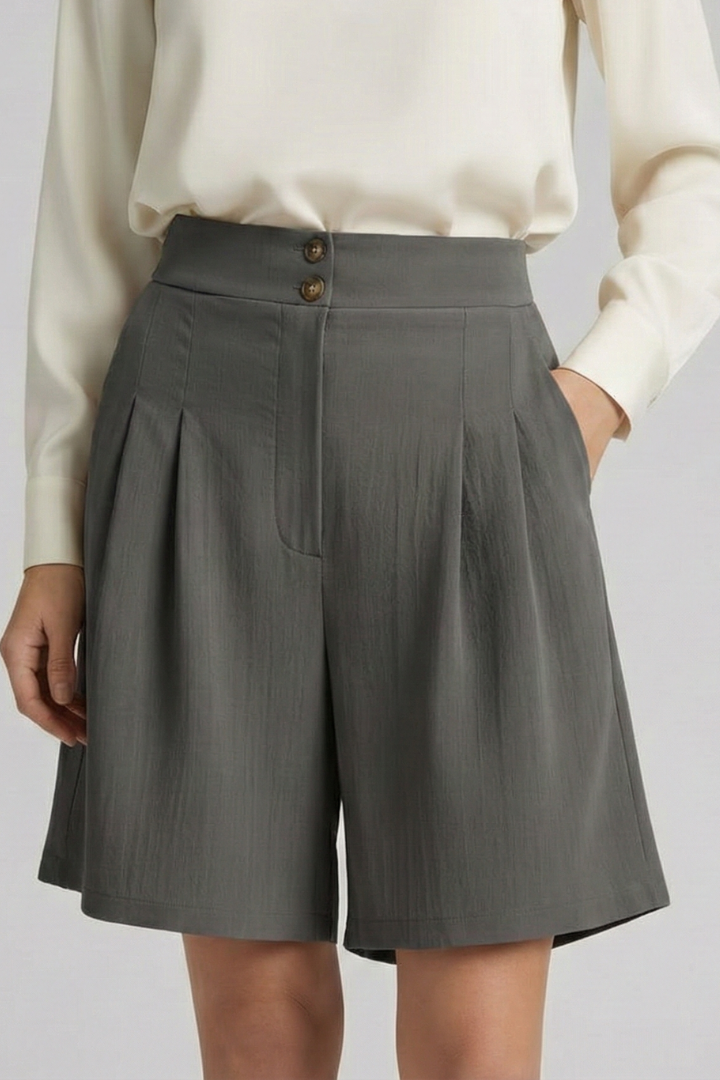 Tailored High Waist Pleated Shorts with Wide Leg