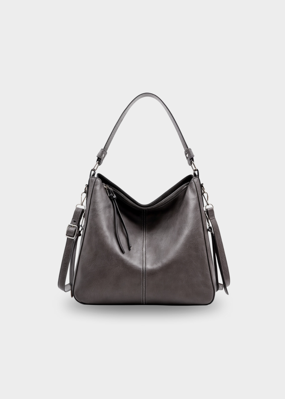 Vintage Leather Hobo Shoulder Bag with Crossbody Strap