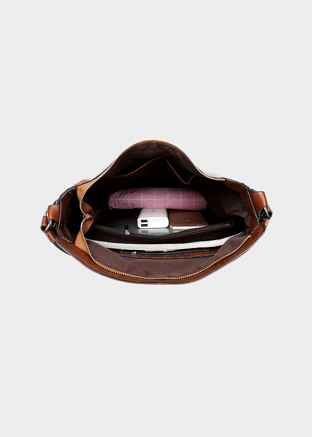 Vintage Leather Hobo Shoulder Bag with Crossbody Strap