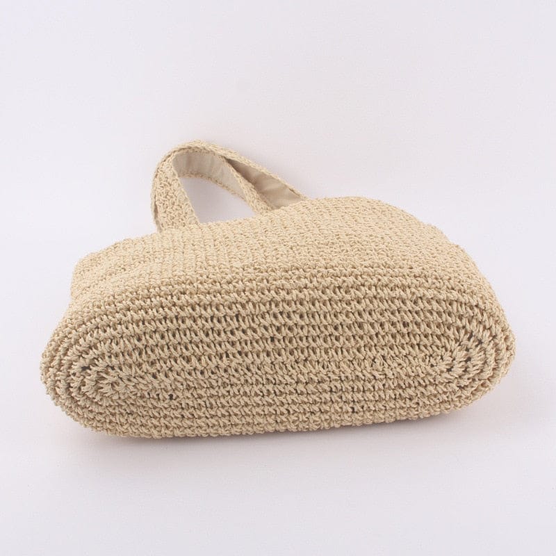 Woven Straw Beach Bag with Double Handles and Structured Shape