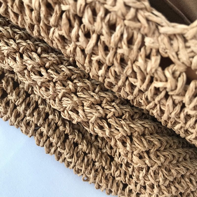 Woven Straw Beach Bag with Double Handles and Structured Shape